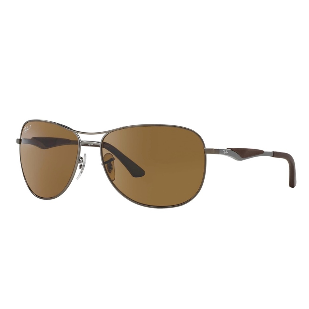 Ray-Ban men’s RB3519 aviator sunglasses gunmetal brown polarized